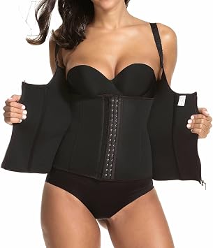XXSC Womens Waist Trainer, Adjustable Suspender, Zip Fastening, Hook and Eye Fastening Black-S
