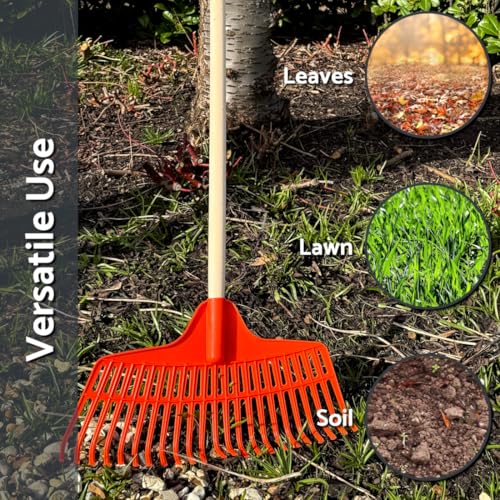 Heavy Duty Garden Rake 23 Tines 45 cm Wide Durable Plastic Head - Image 3