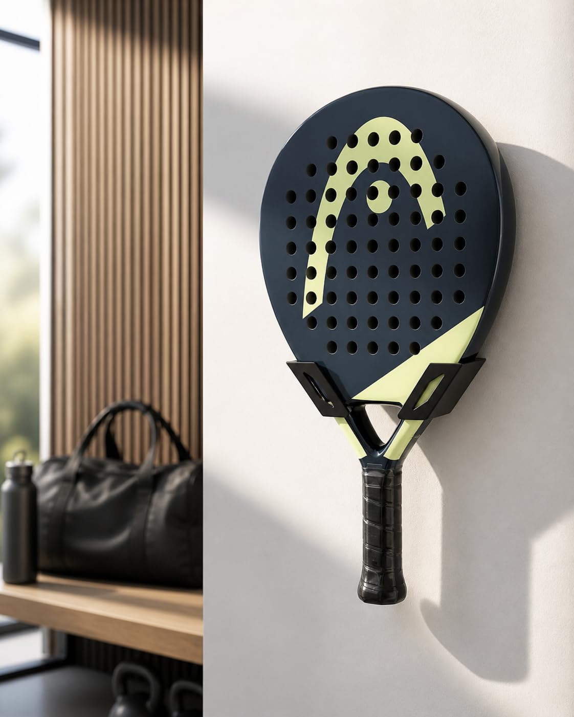 Padel Schläger Wandhalterung/Halter– Schwarzer Wandhalter, platzsparende Halterung für Padel Schläger, stabile Wandmontage für Zuhause, Garage, Sportzimmer & Verein