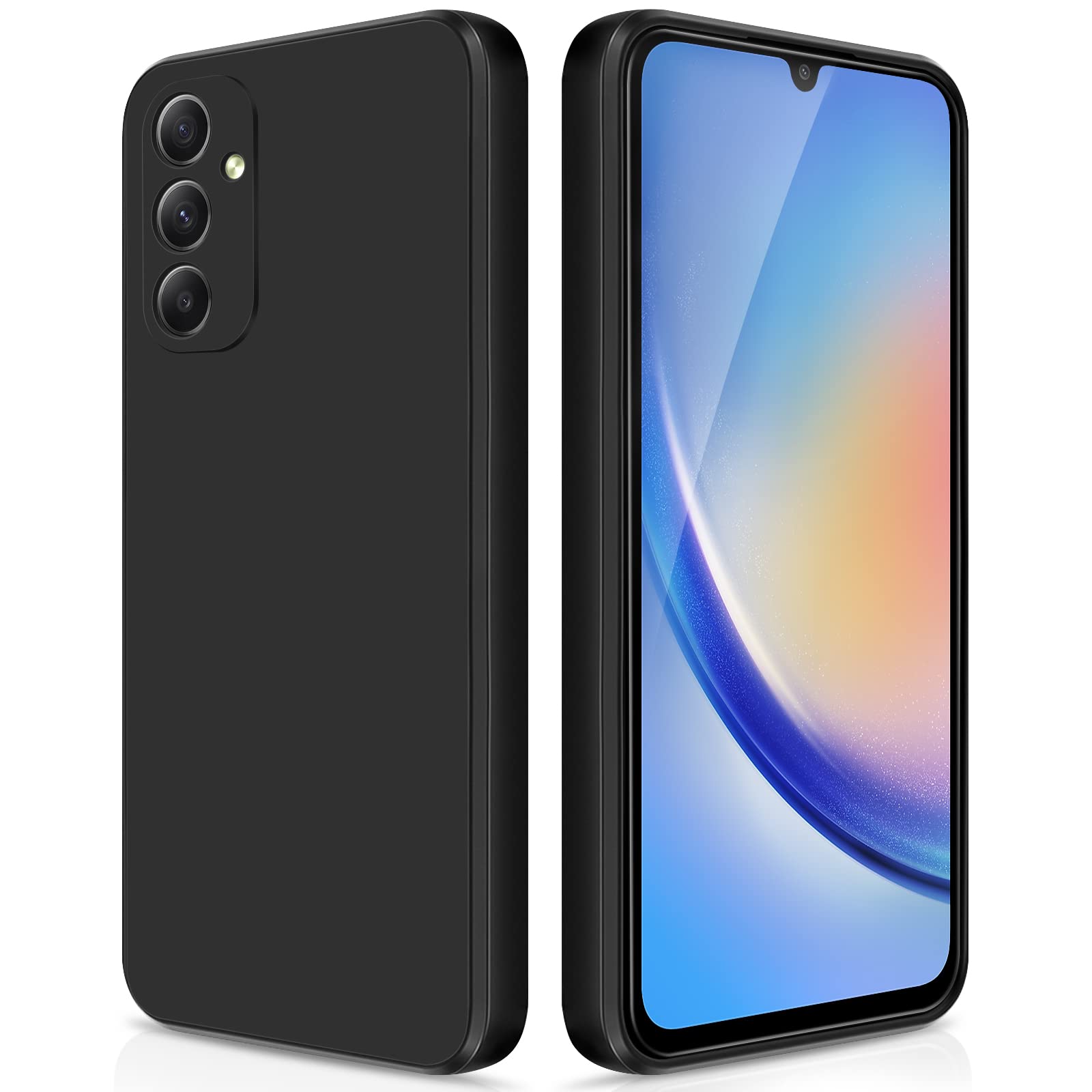 GiiYoon Hülle für Samsung Galaxy A34, Schwarz | Silicone Case, Seidig Weiches Gefühl, Stoßschutz, Kratzfest, Mikrofaser-Innenfutter