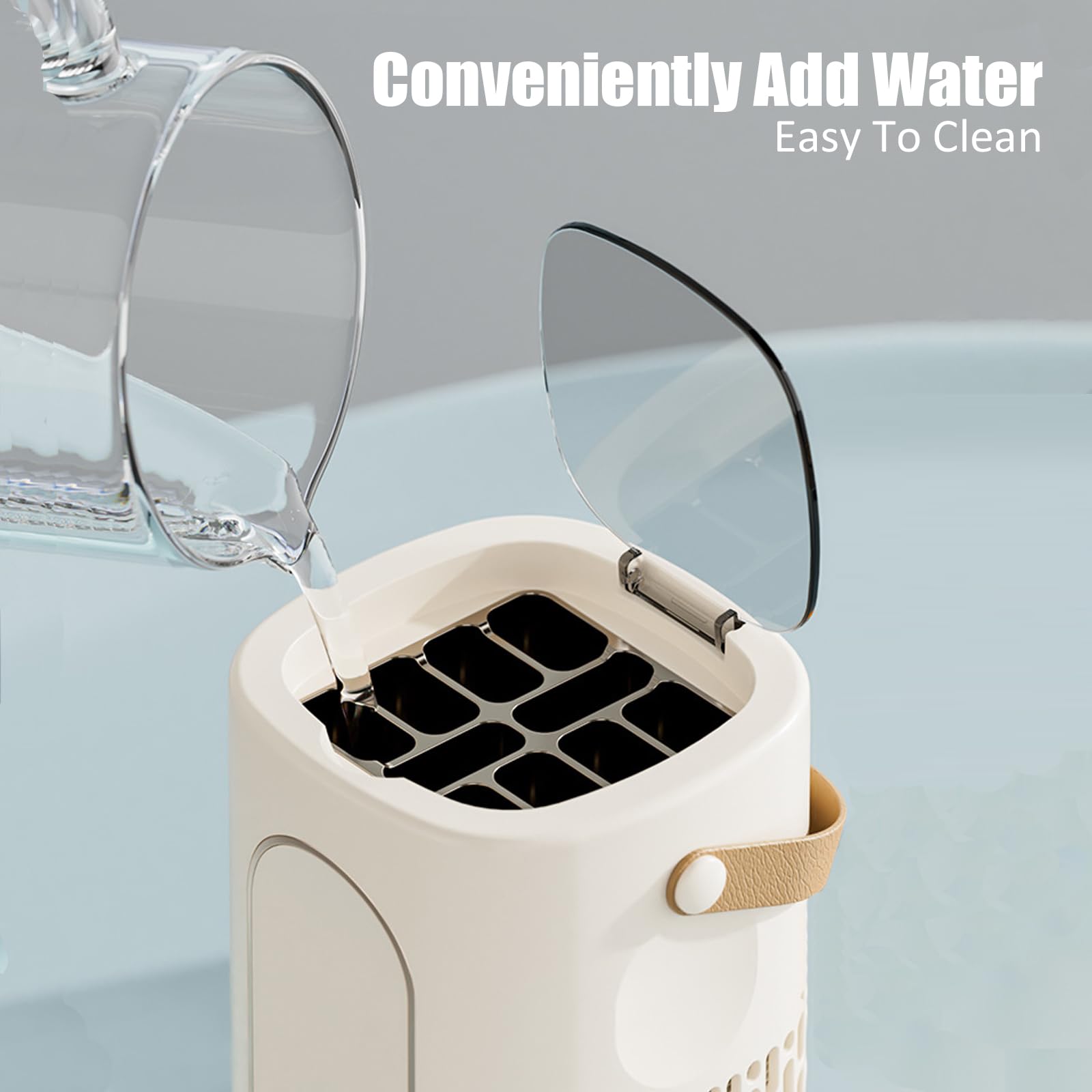 Macchina per il ghiaccio portatile con luce ambientale, 12 V CC, crea 10 cubi in 15-20 minuti, per ufficio, dormitorio, campeggio, veicolo (uso domestico e auto) (bianco)