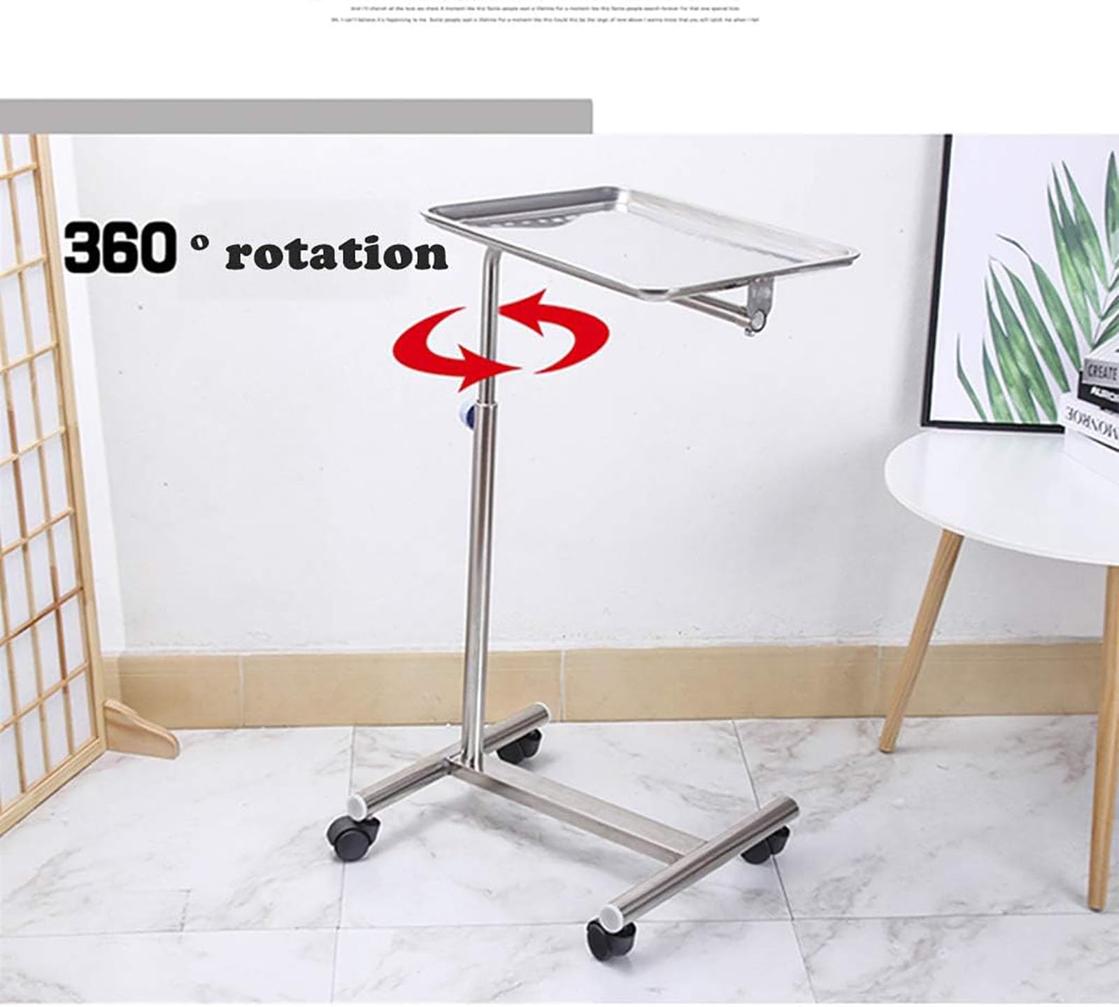 Soporte de bandeja móvil ajustable con ruedas, carrito de almacenamiento para spa, clínica, laboratorio, hospital, odontología