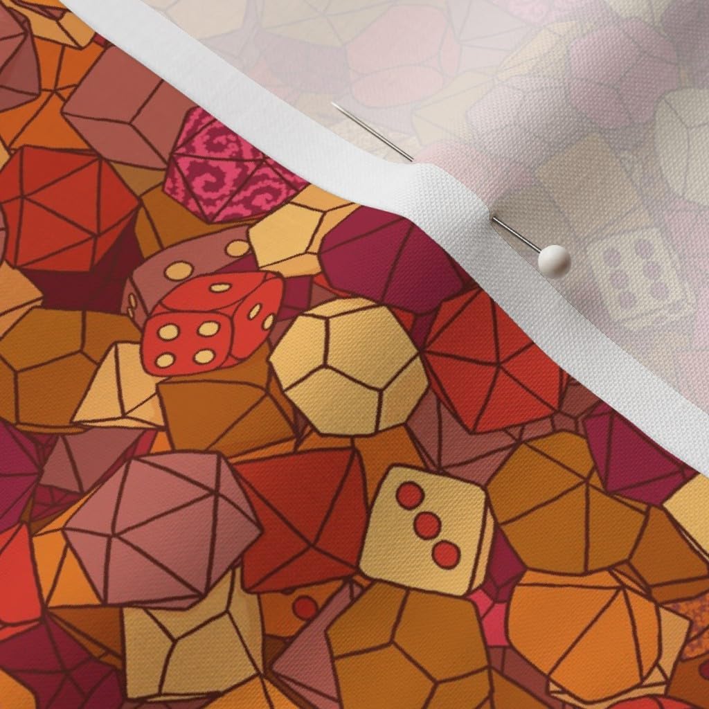 Spoonflower Fabric - Dice Nerd Red Orange Yellow Gaming Printed on Petal Signature Cotton Fabric by The Yard - Sewing Quilting Apparel Crafts Decor