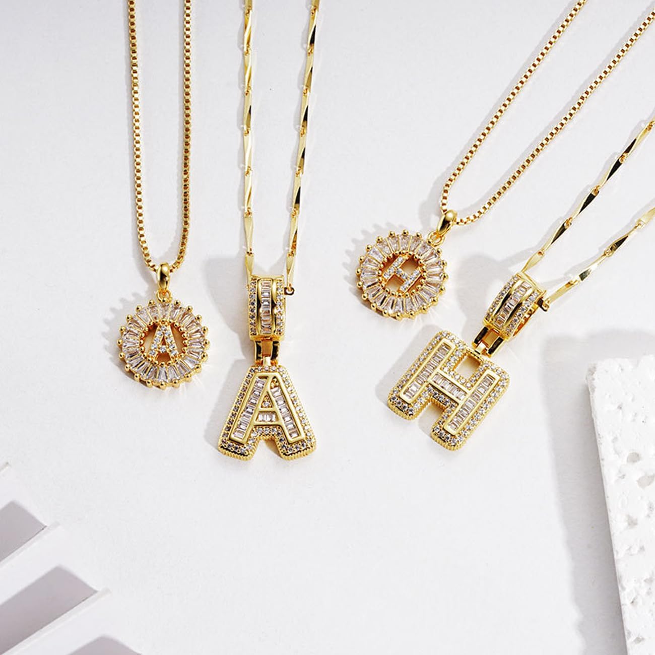 Initial Letter Necklaces 14K Gold Plated Layered Custom Name Necklace Set Zirconia Chain Letter Pendant for Women - Image 5