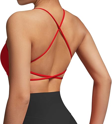 Miniatura 5 de DOULAFASS Sujetadores deportivos para mujer, con tirantes, sexy, lindo, espalda cruzada, soporte ligero, para entrenamiento, yoga, con copas