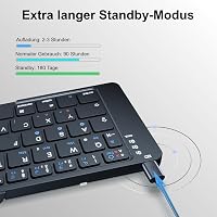 Echaar Összehajtható Bluetooth Billentyűzet Numerikus Résszel - iOS, Android, Windows Kompatibilis, QWERTZ Kiosztás, Újratölthető, Érintőpad 5