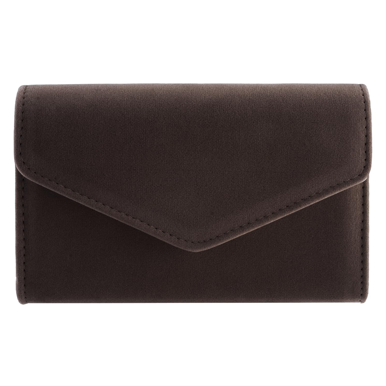 CurvChic Clutch Purses for Women Evening Bag Faux Suede Formal Party Wedding Cocktail Prom, Dark Brown