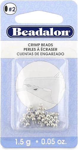 Beadalon - Cuentas engarzadas, tamaño #2, chapadas en plata, 1,5 g, aproximadamente 45 piezas