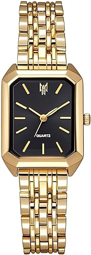 BESTKANG Relojes para mujer, relojes de pulsera de acero con correa de acero, reloj de pulsera de cuarzo cuadrado simple de moda casual