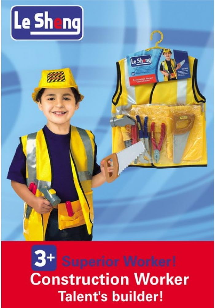 FancyDressWale Premium Community helper theme costume for fancy dress competitions, Role play and school Functions for kids (Construction Worker, 3-8 Years)