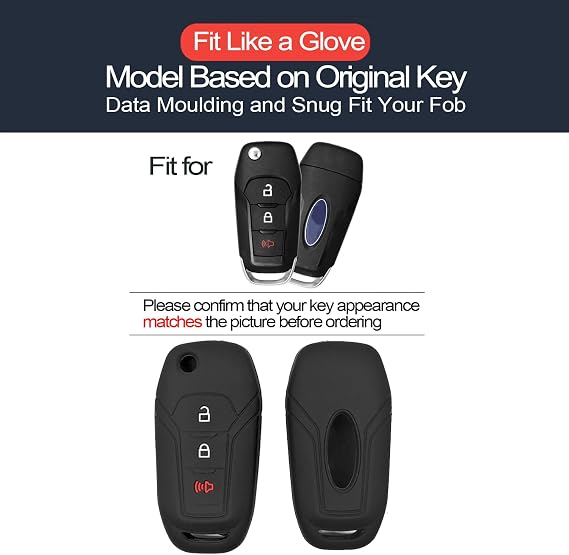 2pcs Compatible with Ford Maverick F-150 F-250 F-350 F-450 F-550 Super Duty Lightning Ranger Bronco Expedition Escape Explorer Fusion EcoSport F-650 F-750 Key Fob Cover Case Key Chain