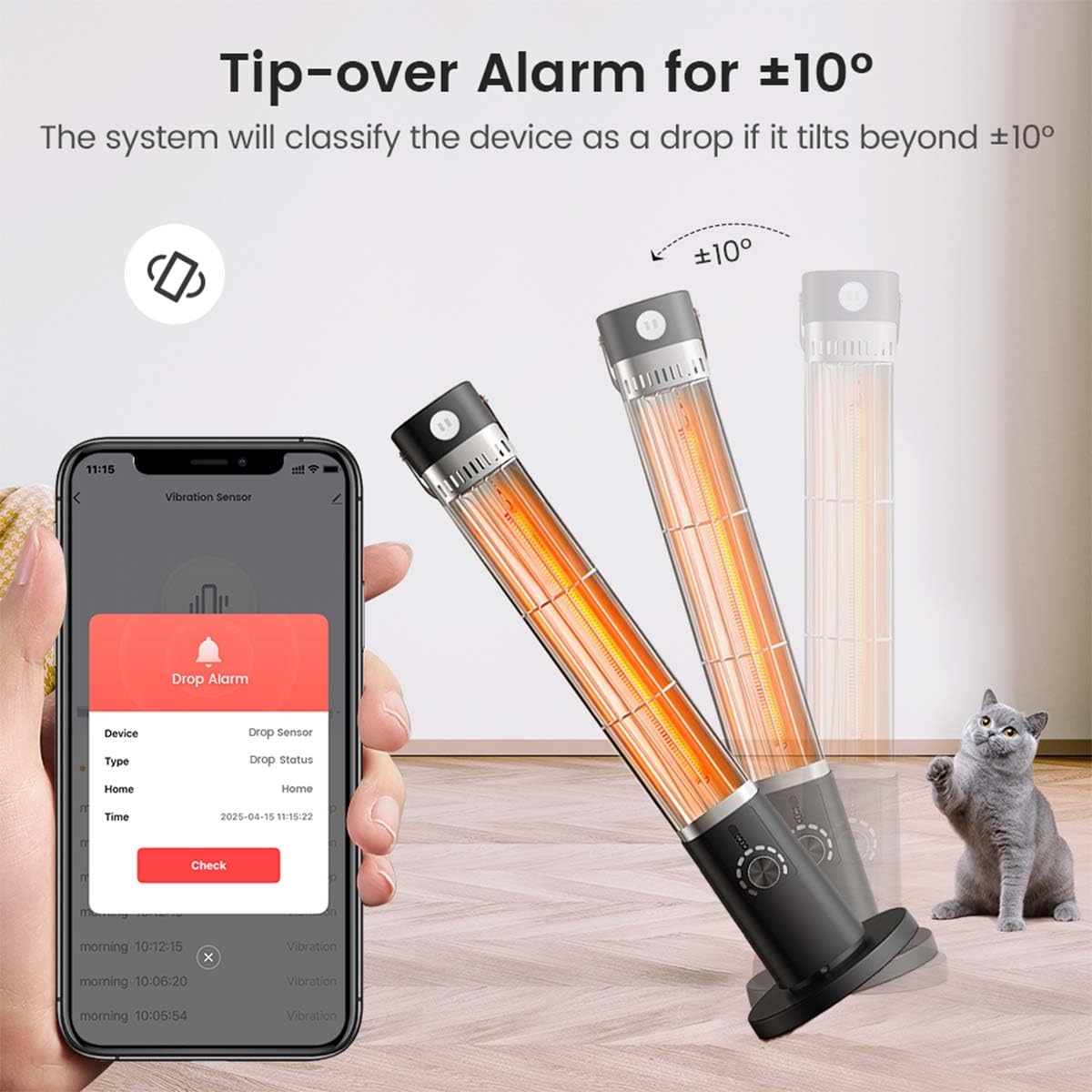 Zigbee Vibrationssensor Drahtloser Glasbruchmelder Smart Vibration Sensor Alarm, Einstellbare Empfindlichkeitsstufen, Tuya Zigbee-Verbindung, über die Tuya Smart Life App