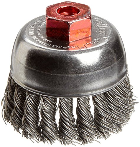 Image of Weiler 13282 2-3 /4 inch Single Row Knot Wire Cup Brush, .020 inch Steel Fill, M10 x 1.50 Nut, Made in the USA