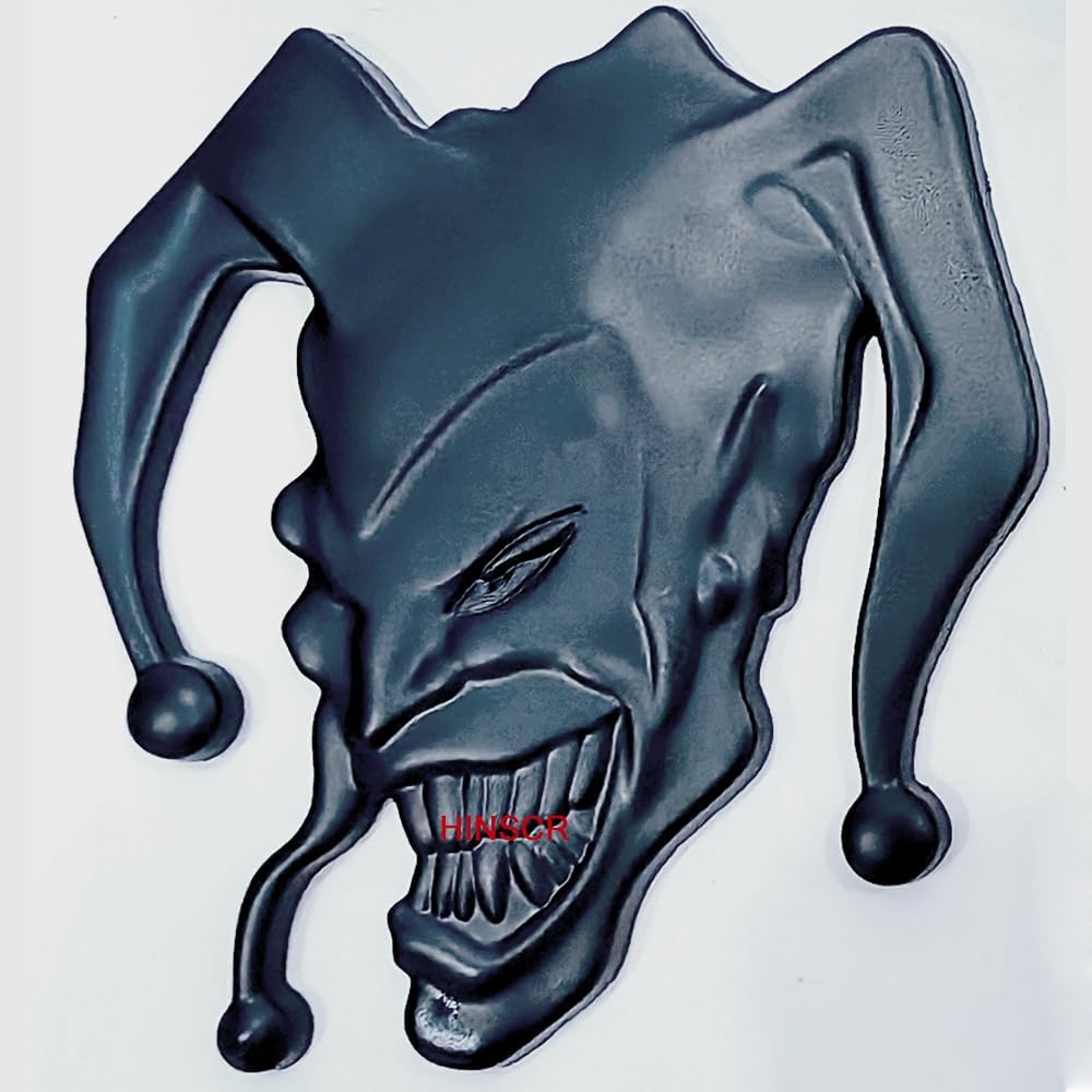 Clown car badge decal 3D joker metal auto emblem decal decoration sticker for car motorcycle(black), 2.67in*2.3in