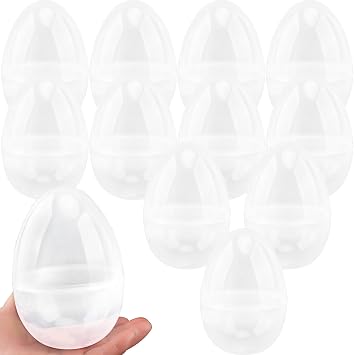 12 Pack 6 Inch Jumbo Plastic Easter Eggs Large Transparent Fillable Easter Eggs Bulk for Easter Egg Hunt Surprise Egg Easter Theme Party Decor