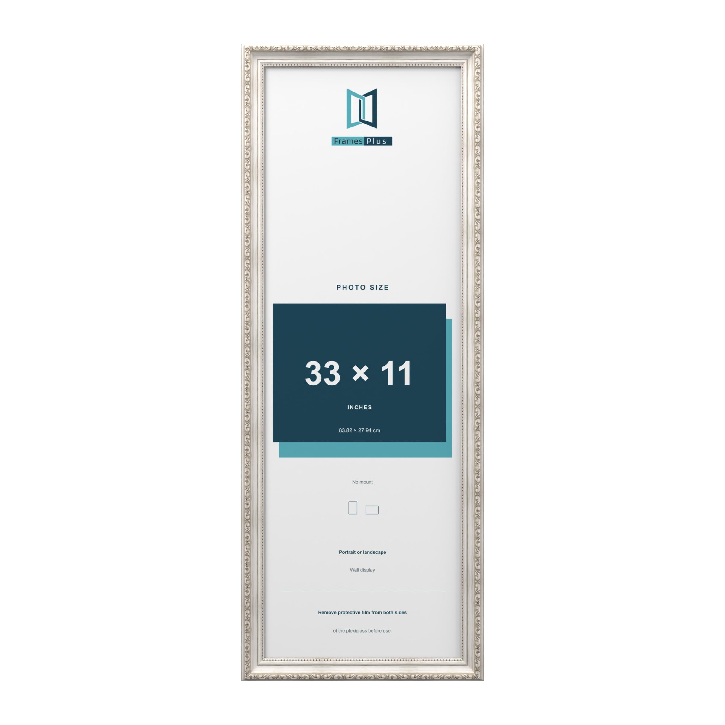 FramesPlus ORNATE Shabby Chic 33x11 Picture Frame, Silver — image 1