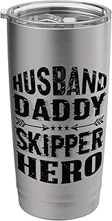 Husband Daddy Skipper Hero Skipper Sailing Sailboat Sailor Stainless Steel Insulated Tumbler