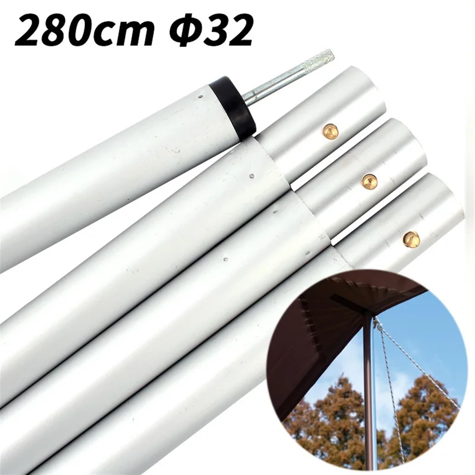 Große Baldachinstange for den Außenbereich, 32 mm dick, Stützstange, Zeltstange aus Aluminiumlegierung, 4-teiliger Markisentürstangenrahmen