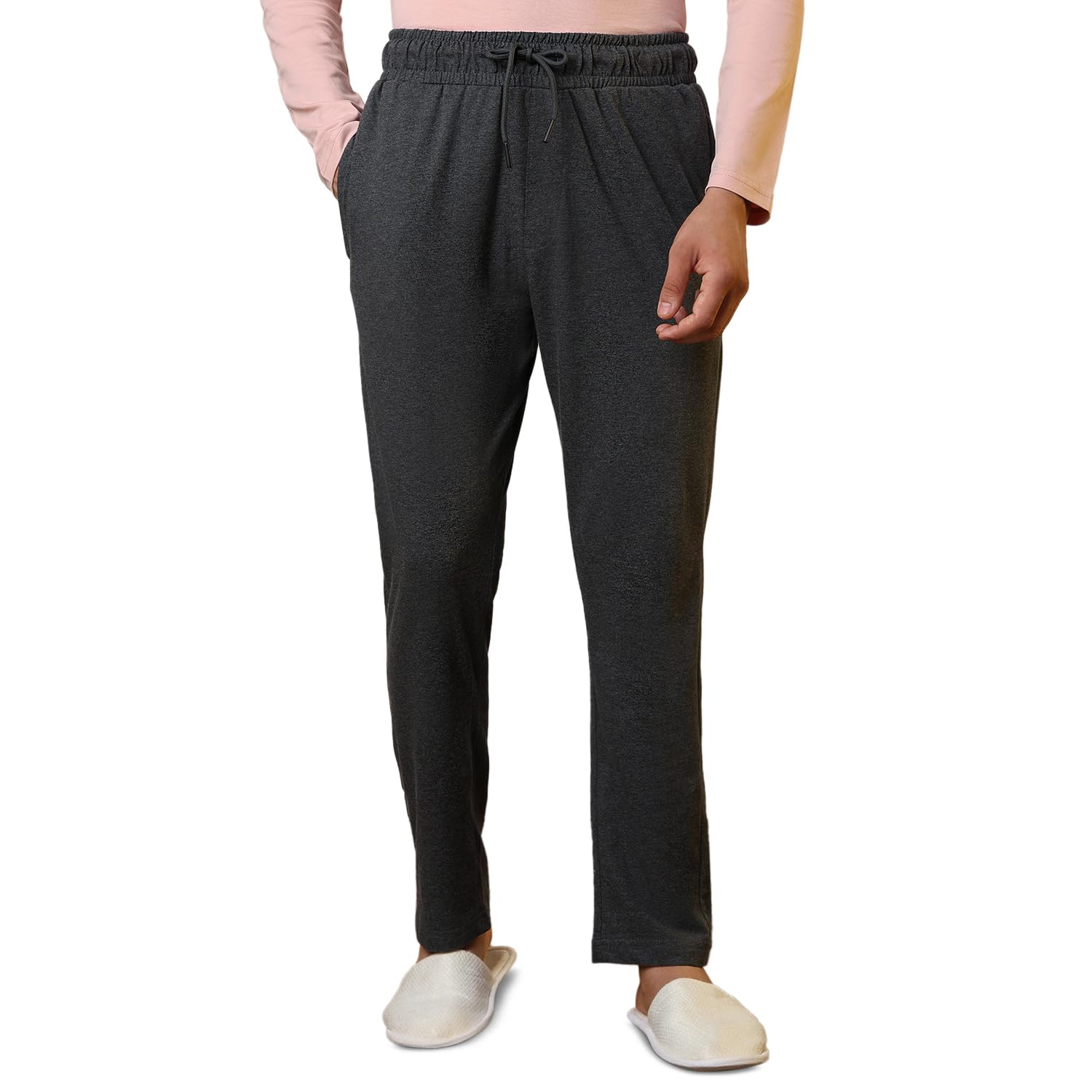 SleepZ by Raymond Men Flat Front Regular Fit Solid Pattern Pure Cotton Trackpant-picture-10