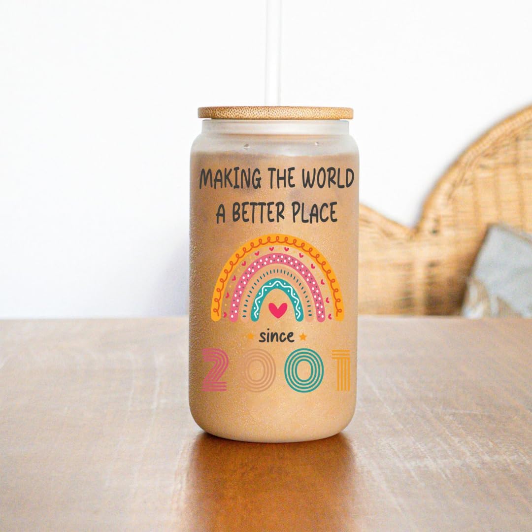 25th Birthday Gifts For Her, Him - Gifts For 25 Year Old Female, Male - 2001 Birthday Gifts For Women Men - 25 Birthday Presents For Her - 25th Birthday Gift Ideas - 2001 Birthday Frosted Glass - Image 6