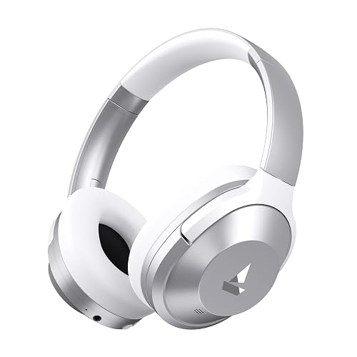 Boat Nirvana 751 ANC, 65Hrs Battery, Hybrid Active Noise Cancellation(~33dB), Fast Charge, Ambient Mode, Carry Pouch, Bluetooth Over Ear Headphones, Wireless Headphone with Mic (Sterling Silver)