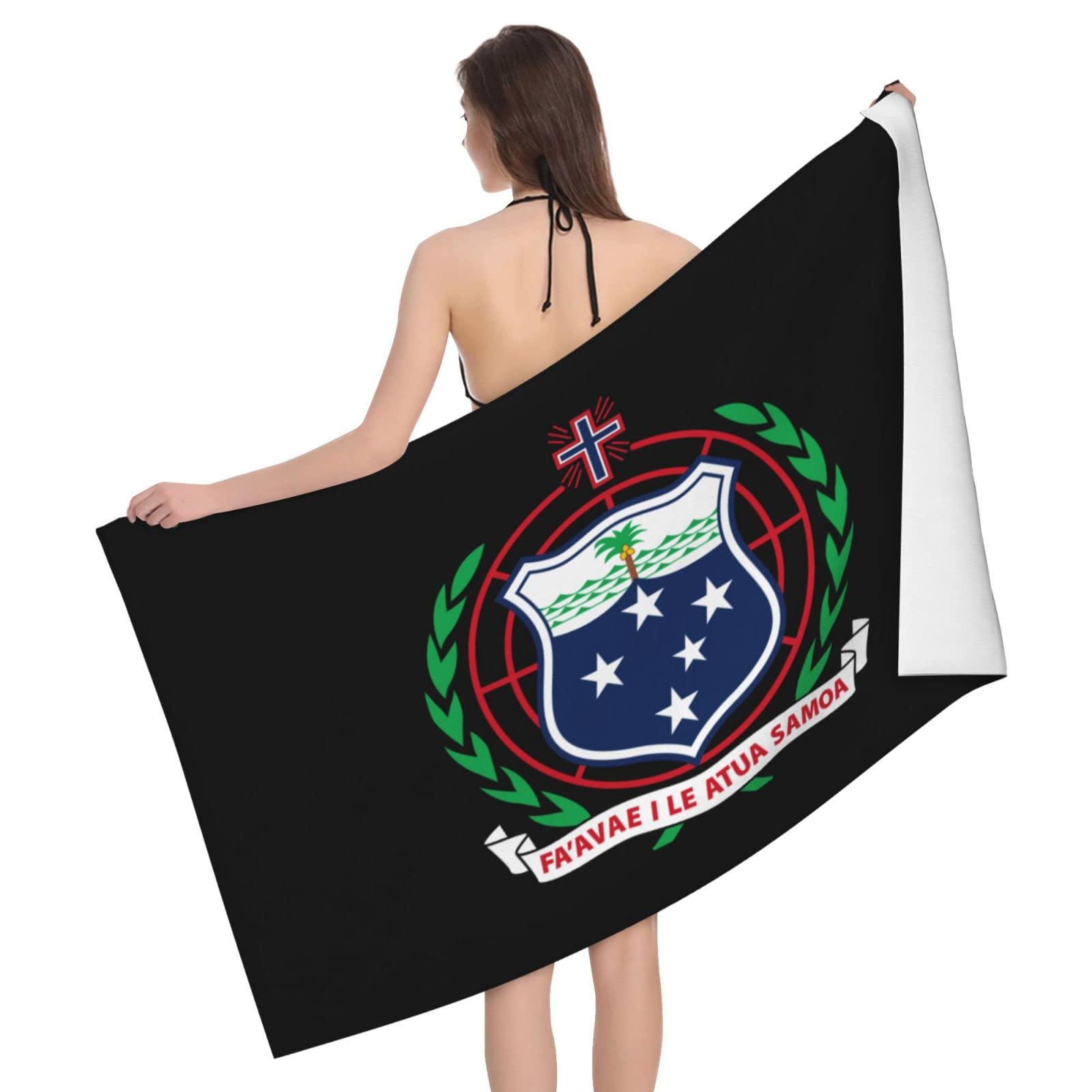 Lsjuee Coat of Arms of Samoa Microfiber Bath Towel Absorb Water Quick Dry Bath Towel, for Beach, Swimming Pool, Camping