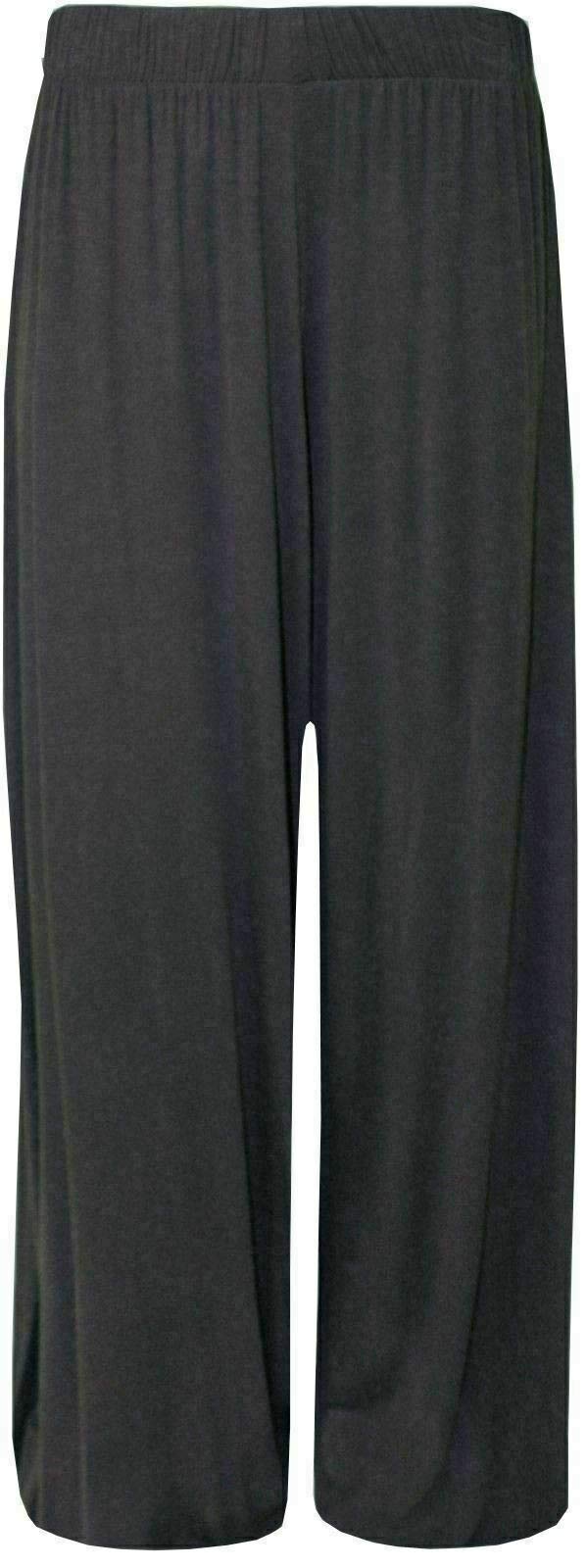 Fairy Trendz Ltd Women's Black Plus Size Palazzo Trousers Baggy Flared Wide Leg Pants Plain Casual Wear Trousers ( Uk 24-26)