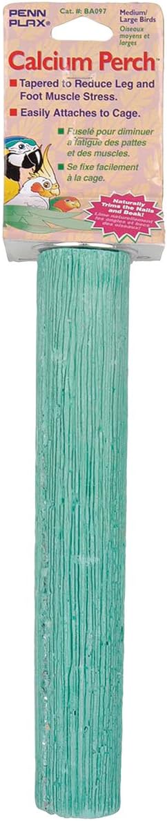 Penn-Plax Calcium Perch, X-Large, 12-Inch | Great For Larger Birds | Naturally Trims Nails And Strengthens Legs (Ba098)