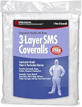 Buffalo Industries (68443) 3-layer Lead Abatement Disposable Coverall, Size XXL, Pack of 1, Attached Hood and Booties, Zippered Front with Flap, Elastic Wrists, Ankles and Waist, Front, Back Pockets