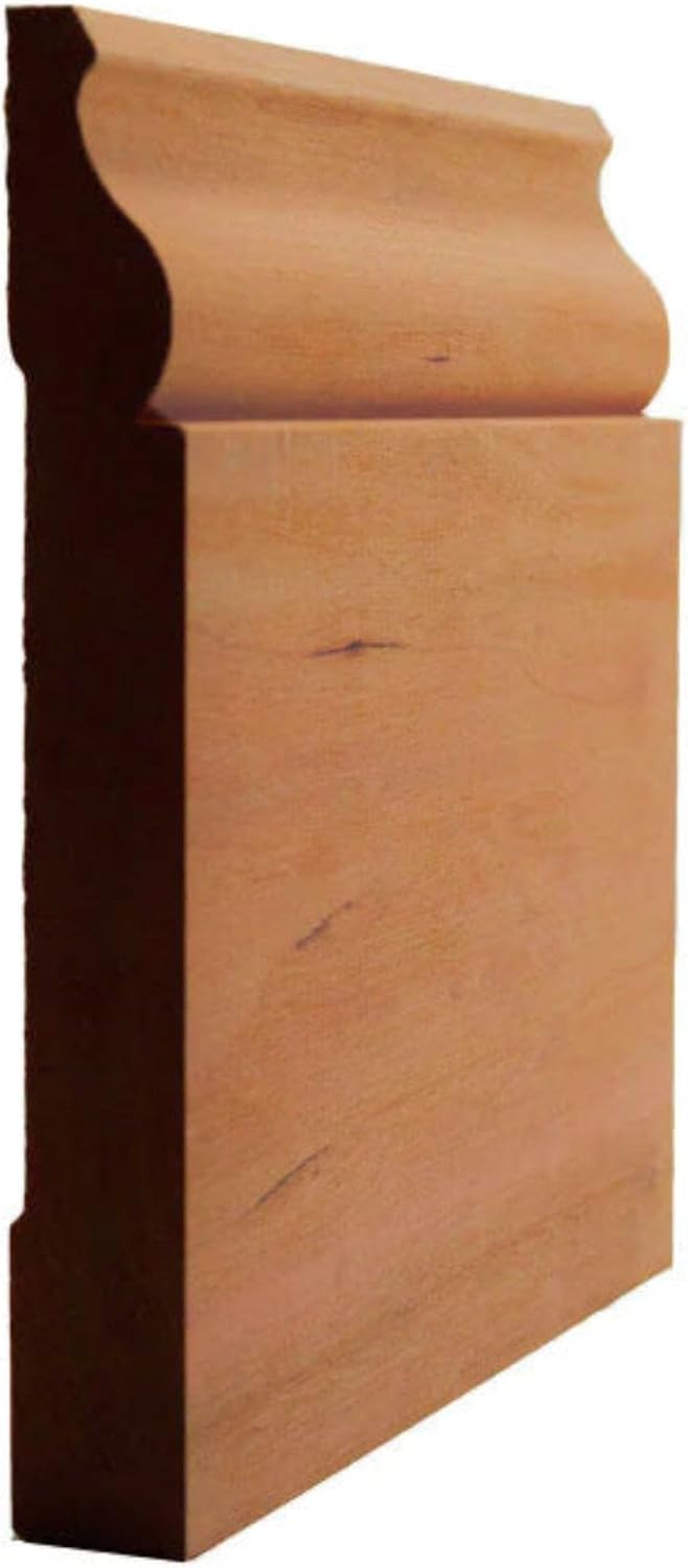EWBB12 Colonial Baseboard 5-1/4" Tall x 11/16" Moulding. Unfinished, Cherry, 94"