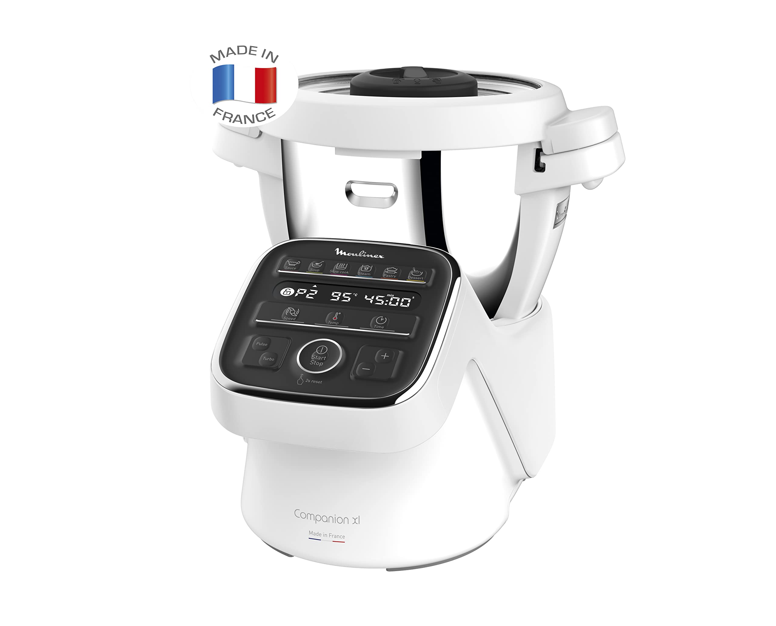 MOULINEX COMPANION XL robot kuchenny, wielofunkcyjny, miska 4,5 l, 12 programów, automatycznych zup gazpacho, robot kuchenny, mikser, mikser do ugniatania, gotowania na parze, 1550 W, HF80CB10