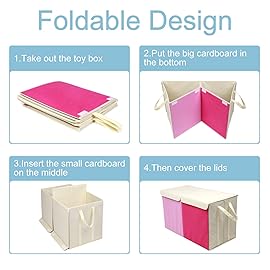 YOLOXO Toy Box Chest, Collapsible Sturdy Storage Bins with Lids, Extra Large Kids Toy Storage Organizer Boxes Bins Baskets for Kids, Boys, Girls, Nursery Room, Playroom, Closet (Pink)