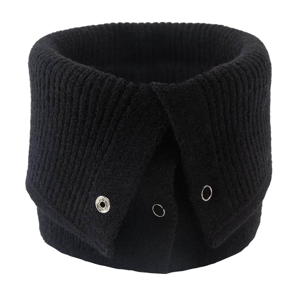 Ldabrye Women's Black Collar Scarf Neck Warmer With Button Closure Knitted Scarf For Wool Scarf Neckerchief Decorative Scarf Neck Warmer