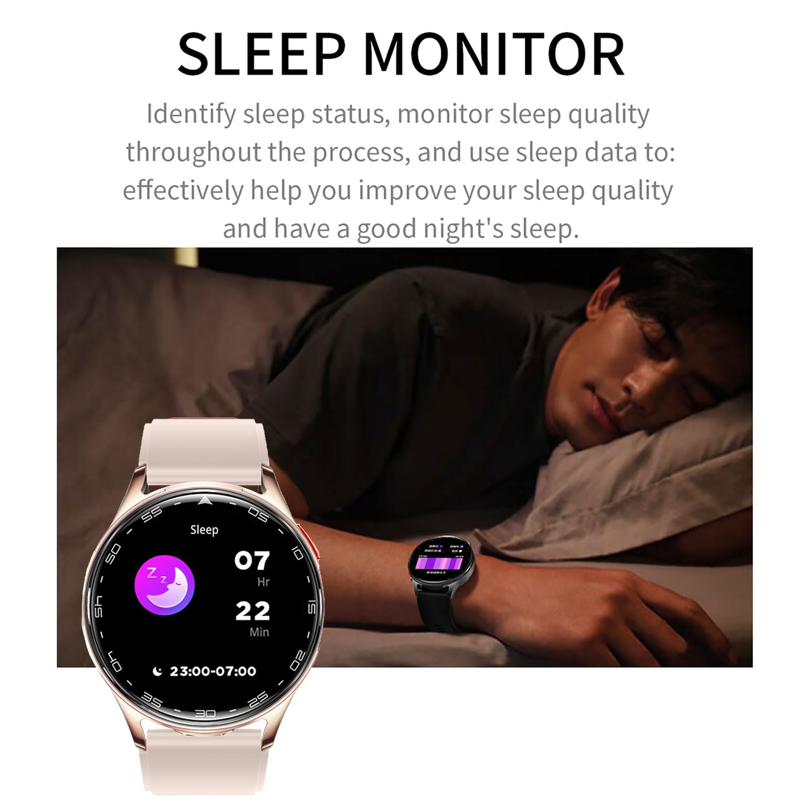Smartwatch Bluetooth Kopfhörer Innovatives 2-in-1 Design Fitness Tracker 1.39 Zoll Bildschirm Touchscreen Kabelloses Headset mit Schrittzähler Herzfrequenz Schlafmonitor IP67 Wasserdicht Gold