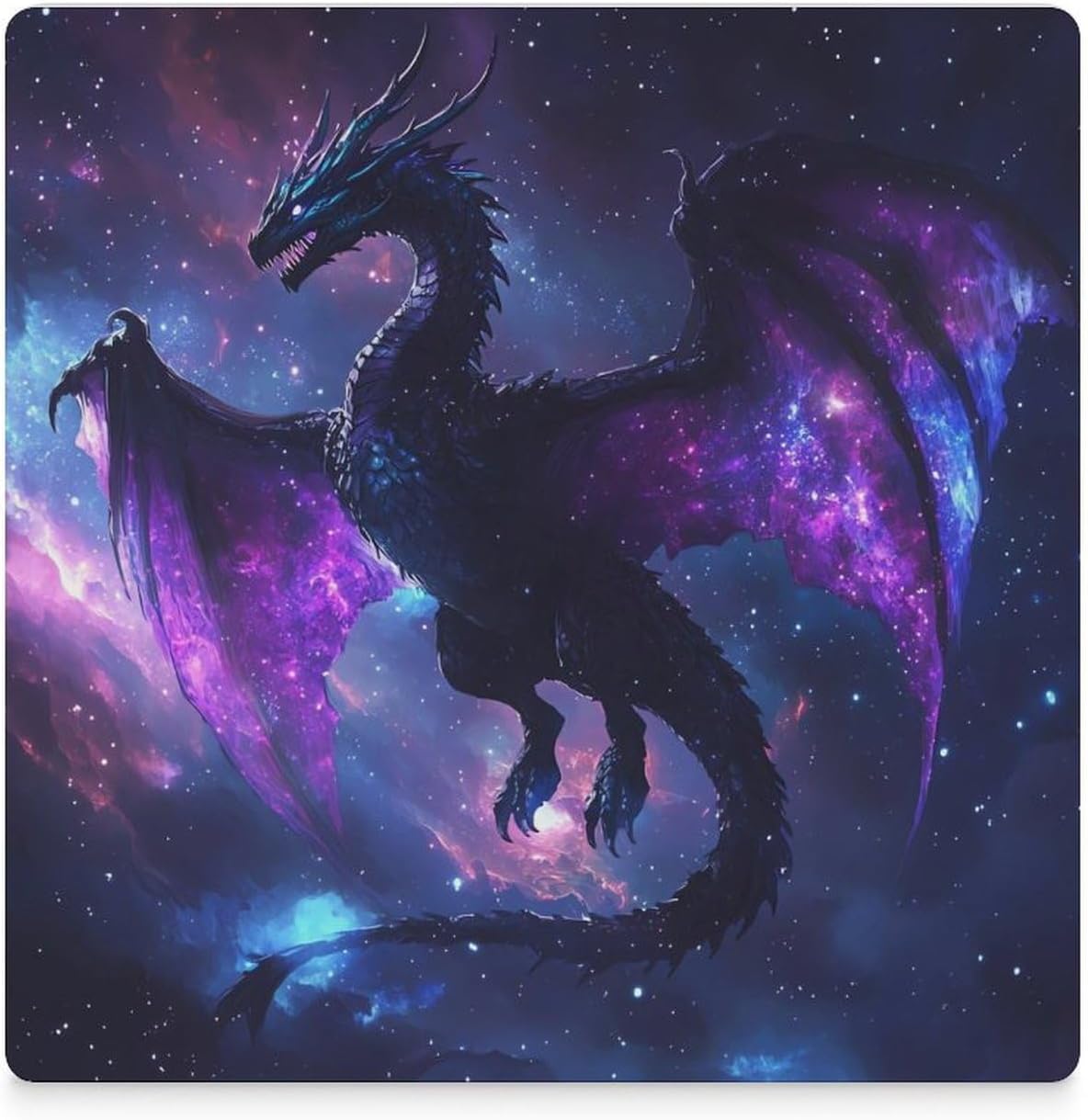 Purple Dragon Fantasy Animals Ceramic Coasters Set Square Drink Coasters Table Coaster for Kitchen Desktop Decor