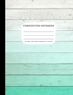 Composition Notebook Wide Ruled: Mint Green Ombre Wood Rustic Farmhouse Primary Copy Book, SOFT Cover Kids Elementary Grade Back To School Supplies Student Teacher Creative Writing Journal, 110 Pages