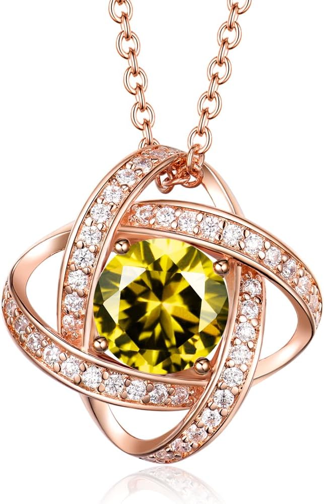 Mothers Day Gifts for Wife- Birthstone Necklace Gifts for Women, Love Knot Necklaces for Women 925 Sterling Silver Anniversary Valentines Mothers Day Birthday Gifts Jewelry for Women Wife Mom Girlfriend Her