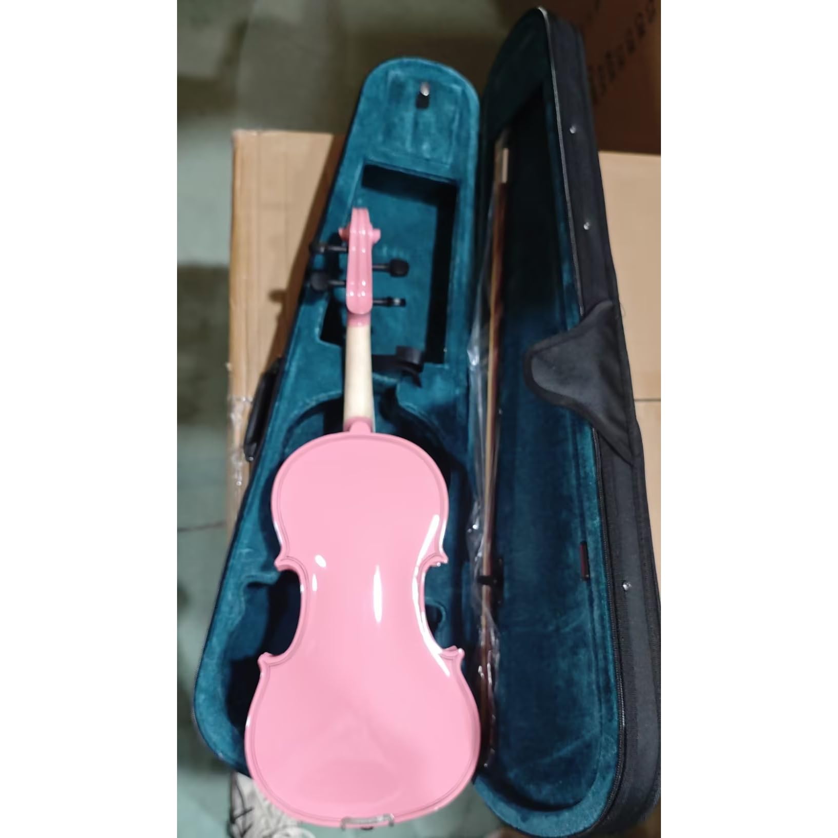 Geige Anfänger Violine Beliebte Massivholz-Violine Anfänger Erwachsener Spielt Violine 4/4 Violine(Pink)