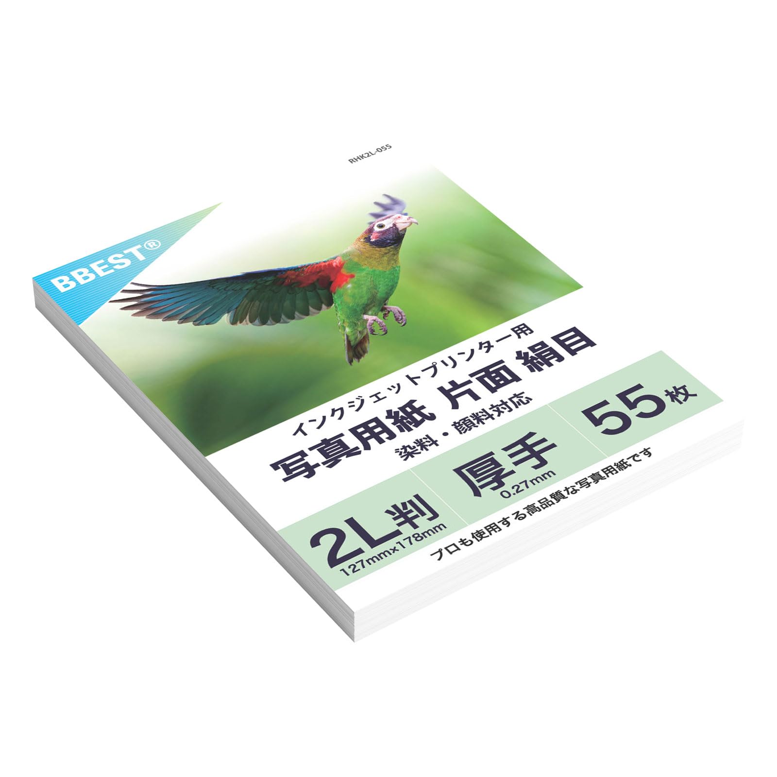 Amazon | BBEST 写真用紙 絹目調 半光沢紙 2L判サイズ 55枚入り 厚手