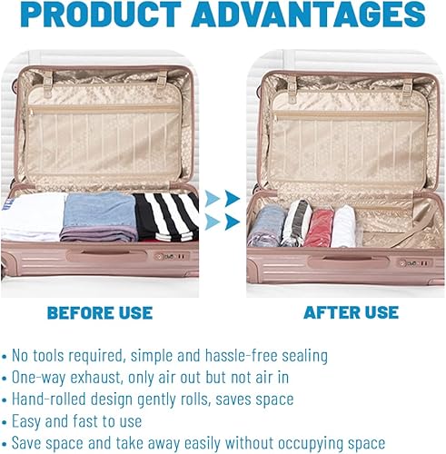 Miniatura 5 de 5 bolsas de almacenamiento al vacío de tamaño pequeño, enrolladas a mano, a prueba de polvo, bolsas de compresión para viajes, bolsas de ahorro