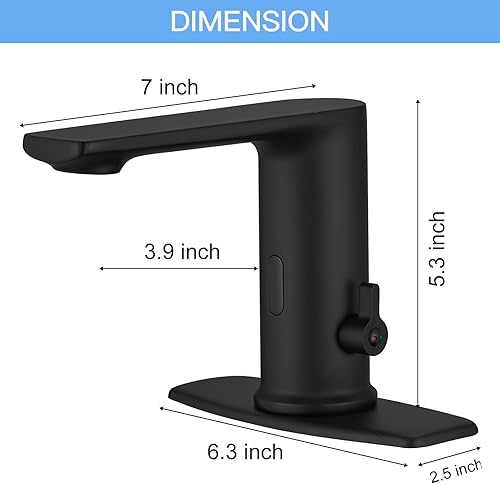 Miniatura 5 de BWE Grifo con sensor negro sin contacto comercial automático con movimiento manos libres para baño y cocina con caja de control y grifo mezclador de