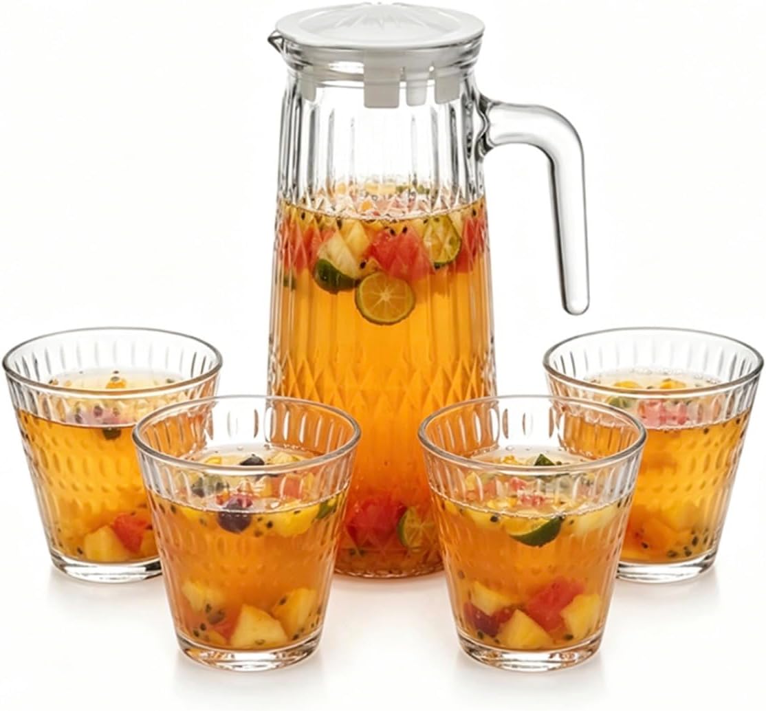 Water Jug and Cup Set, 700mL Pitcher with