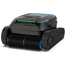 Robotic Pool Vacuum PC10, Cordless Pool Cleaner Robot for Inground &amp; Above Ground Pools, Smart Navigation, 5000GPH Suction Power for Cleaning Floor, Wall &amp; Waterline, Self-Parking, Black