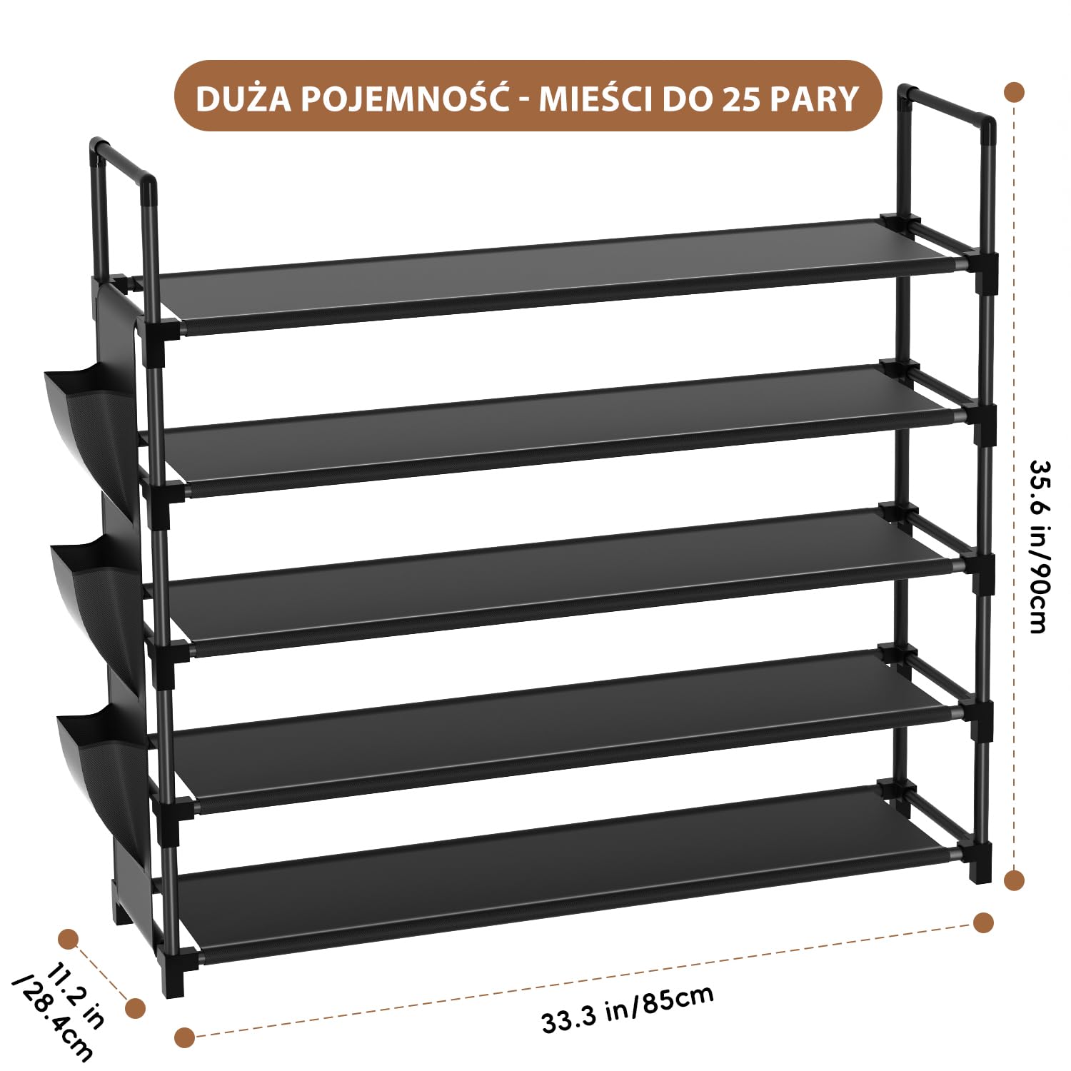 OYREL regał na buty z 5 poziomami 20 do 25 par, Organizator wejściowy stojak na buty, duża półka na buty, półka stojąca, oszczędzająca miejsce, wielofunkcyjna
