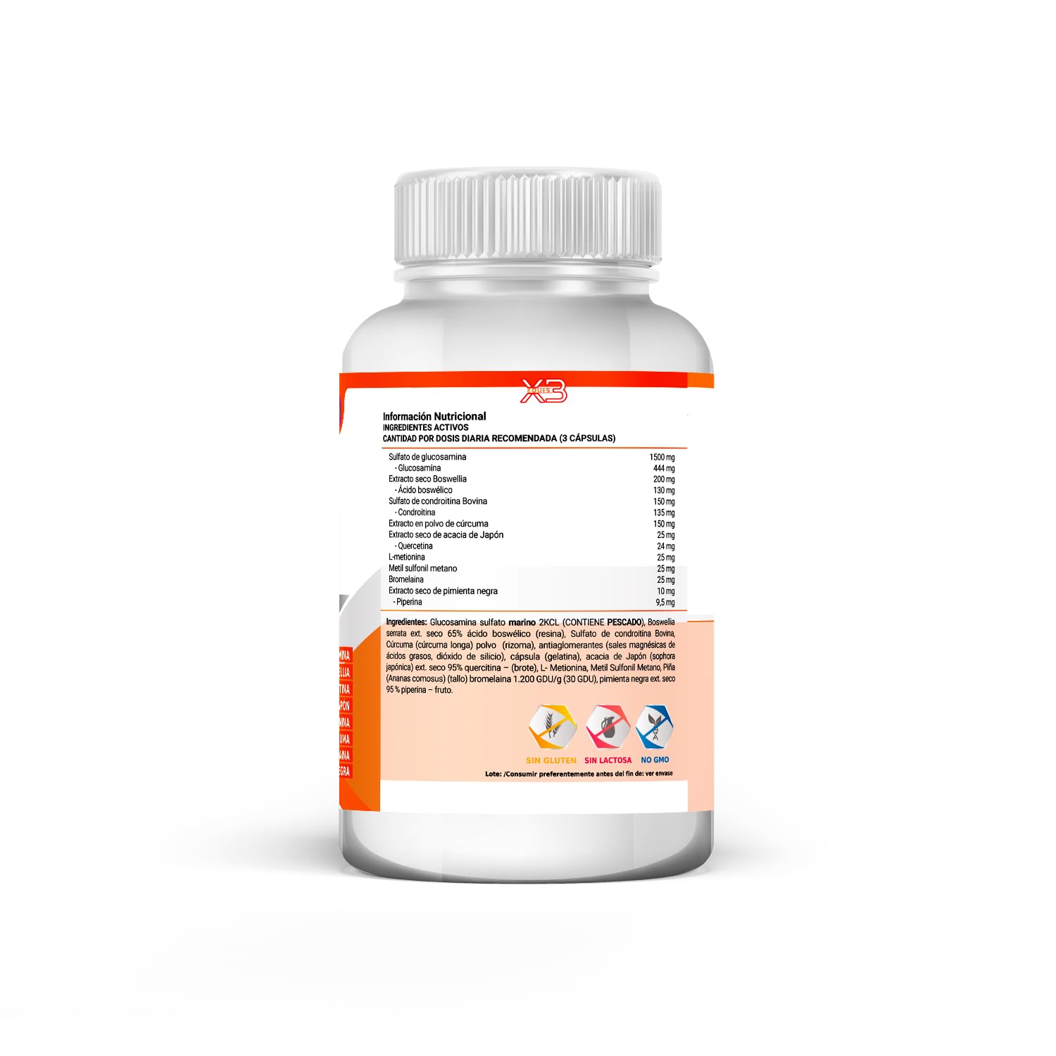Healthy Fusion X3 Cúrcuma con Glucosamina y Condroitina | Potente antiinflamatorio Y analgésico natural | Elimina el dolor en músculos | Articulaciones y huesos | 90 Cáps (Paquete de 2)