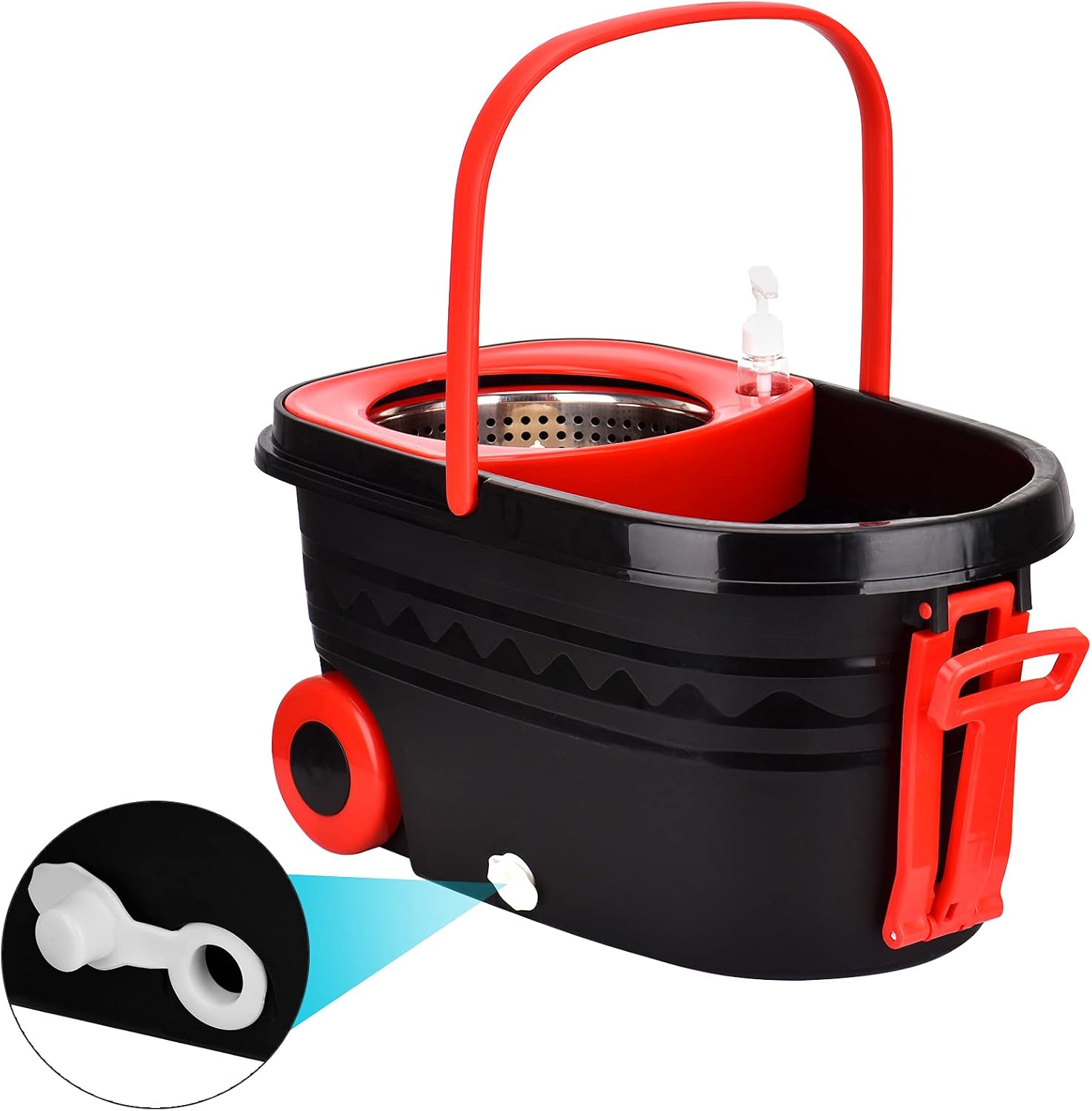 Mop Bucket Set, 360 Spin Mop Bucket with 3 Mop Heads, Mop and Bucket with Wringer Set Stainless Steel Spin Mop Bucket System on Wheels for Floor Cleaning Household Cleaning