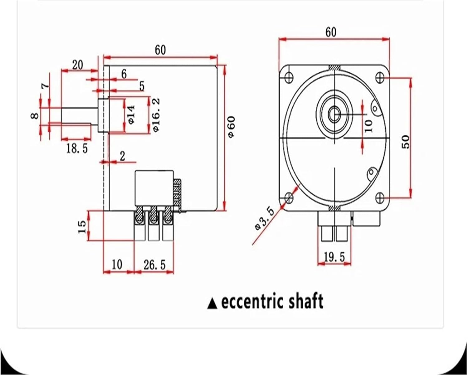 Synchronous Motor AC 60KTYZ Eccentric Output Shaft with Bracket 220V 14W Permanent Magnet Gear CW CCW(220V20rpm)