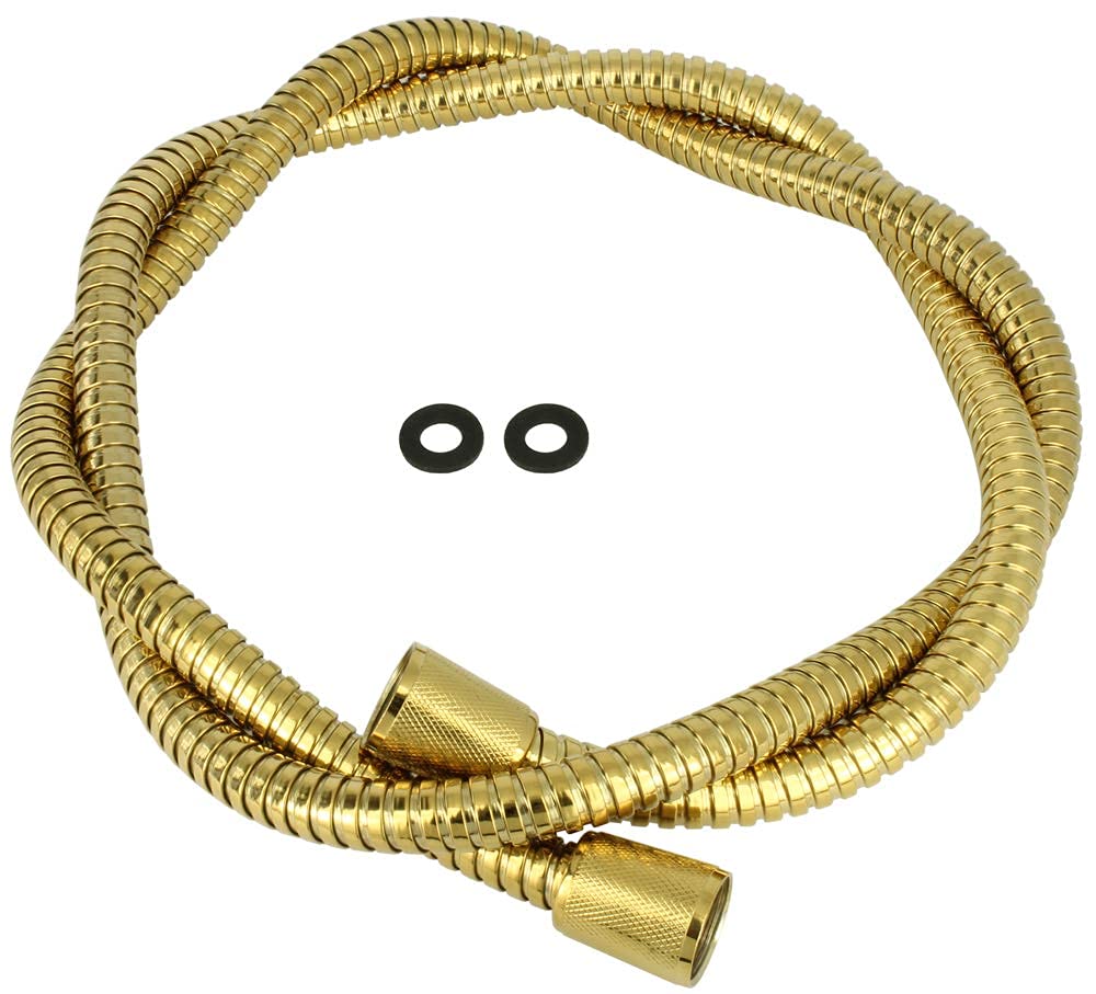 Manguera de ducha flexible de 150cm en metal dorado para flexo de baño elegante