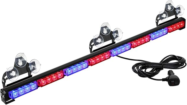 ASPL 36 "32LED Traffic Advisor Light Bar تحذير الطوارئ ستروب بار وميض اتجاهي تحذير الطوارئ إضاءة LED أضواء السلامة مع 16 قدمًا سلك مستقيم أحمر / أزرق