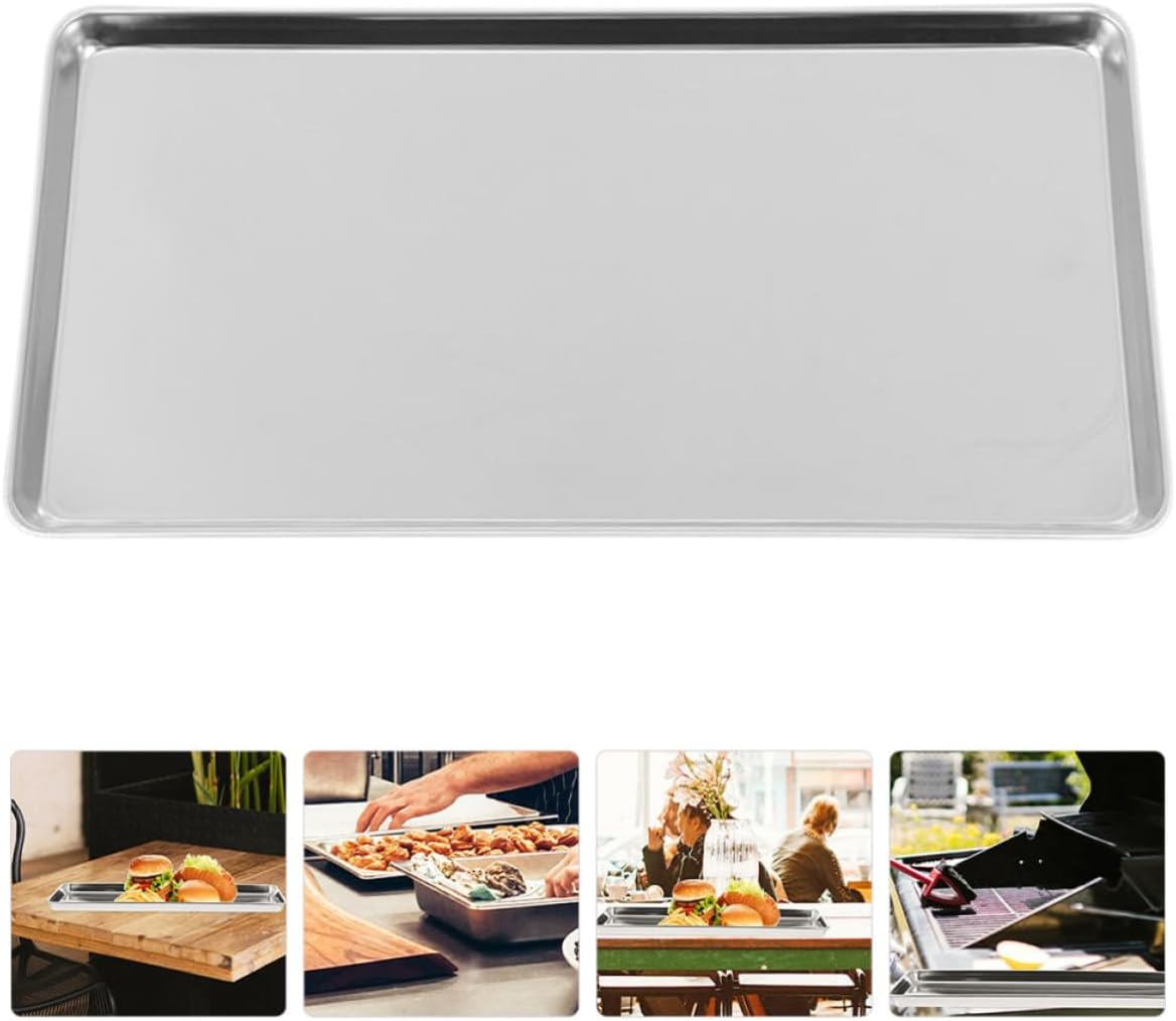 Vaguelly 2pcs Stainless Steel Rectangular Steam Pans for Commercial Establishments and Kitchen Use, Easy to Use Versatile Catering Trays in Silver for Buffet and Food Service